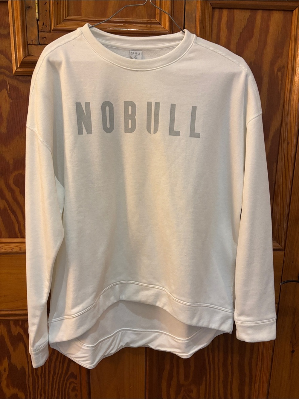 NOBULL Cream Crewneck Sweatshirt with Gray Logo